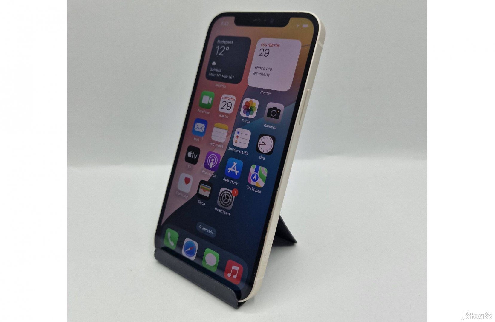 Apple Iphone 12, 64GB, akku 82%, fehér, független, 1 év garancia