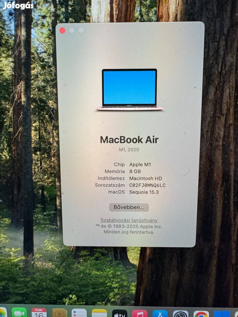Apple Macbook Air M1 8gb 256gb Gold Laptop Magyar billentyüzet