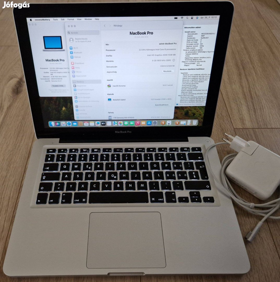 Apple Macbook Pro macos Sonoma i5 2.5GHz 1TB 1000GB SDD 13.3" CD/DVD