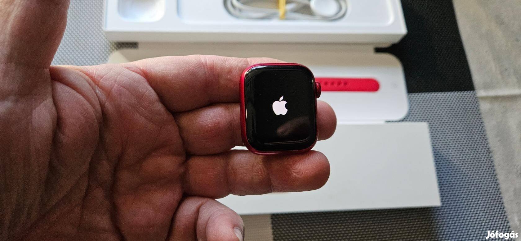 Apple Watch Series 7 41mm esim Okosóra szinte Új Garival 100% aksi