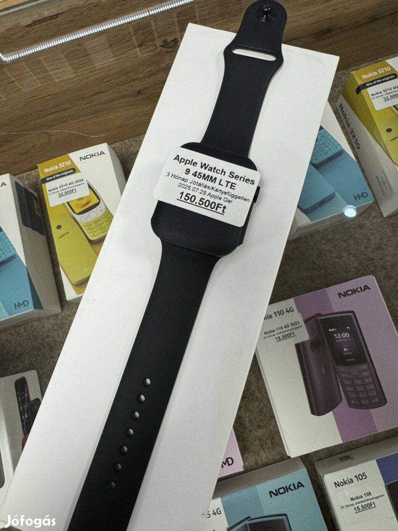 Apple Watch Series 9 45MM Kártya-független Fekete színben!