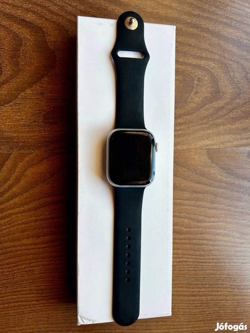 Apple Watch Series 9 GPS 45 mm-es ezüst alumíniumtok, viharkék szíj