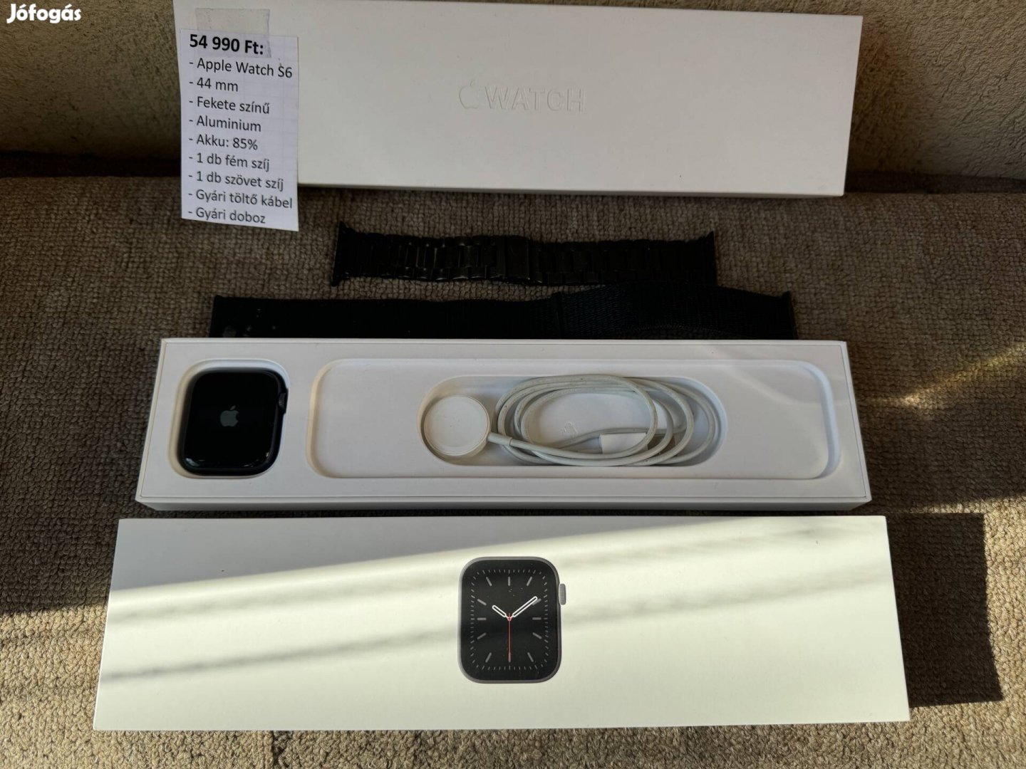 Apple, Watch, Series 6, 44mm, Space Gray, Fekete, A2292, iwatch,