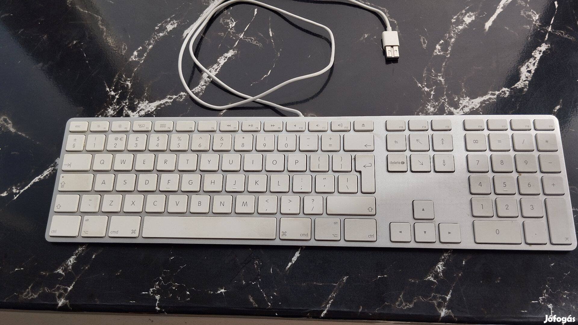 Apple angol nyelvű billentyűzet ezüst alumínium, USB portos - A1243