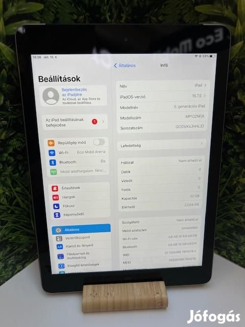 Apple iPad 5.Gen Wifi+Cellular Kártyafüggetlen 32 GB, 12 hó garancia