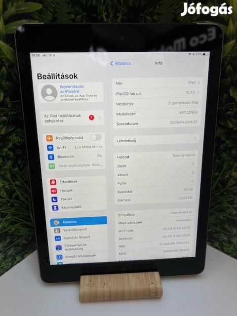 Apple iPad 5.Gen Wifi+Cellular Kártyafüggetlen 32 GB, 12 hó garancia