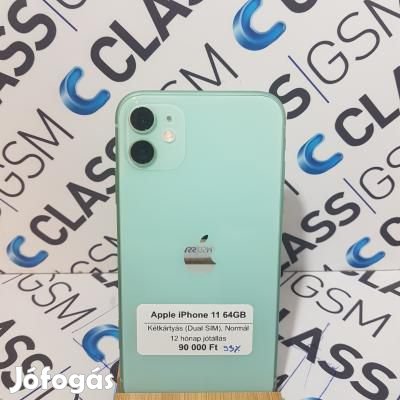 Apple iPhone 11 64Gb|Normál|Zöld|Kétkártyás (Dual Sim)