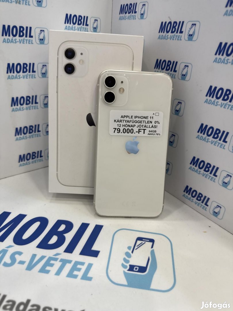 Apple iPhone 11 Kártyafüggetlen 64 GB 6 GB Ram, 12 hó garancia