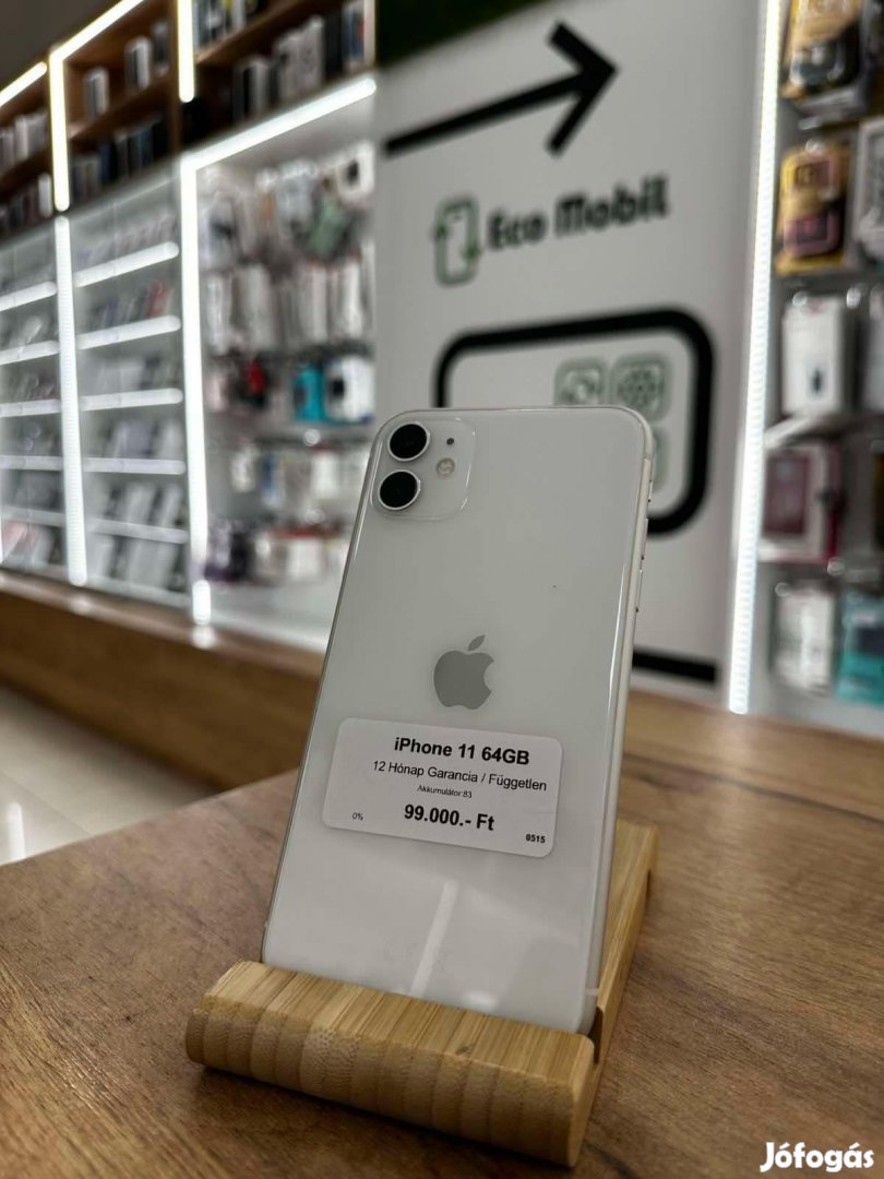 Apple iPhone 11 Kártyafüggetlen 64 GB, 12 hó garancia