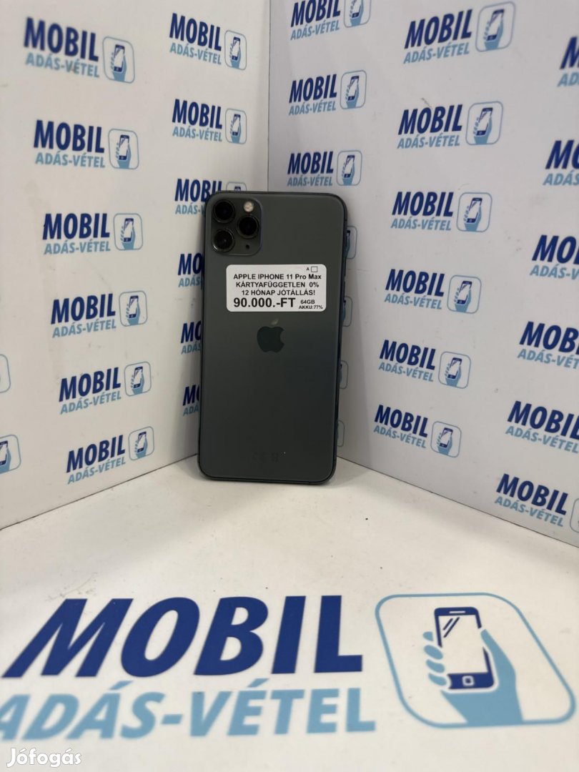 Apple iPhone 11 Pro Max Kártyafüggetlen 64 GB, 12 hó garancia