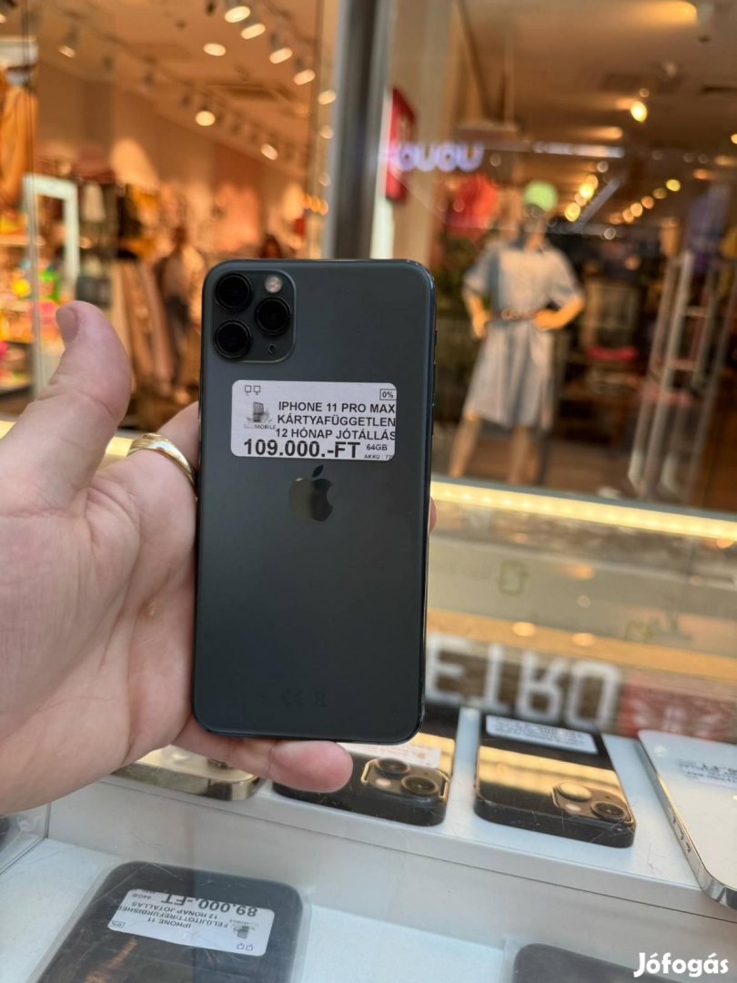 Apple iPhone 11 Pro Max Kártyafüggetlen 64 GB, 12 hó garancia