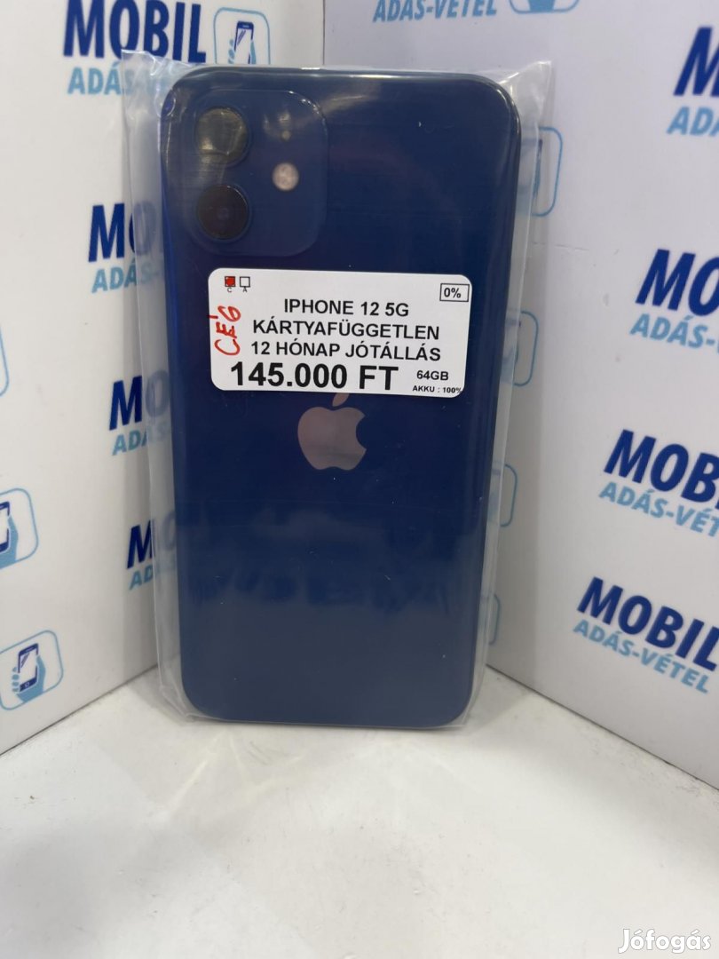 Apple iPhone 12 Kártyafüggetlen 64 GB, 12 hó garancia