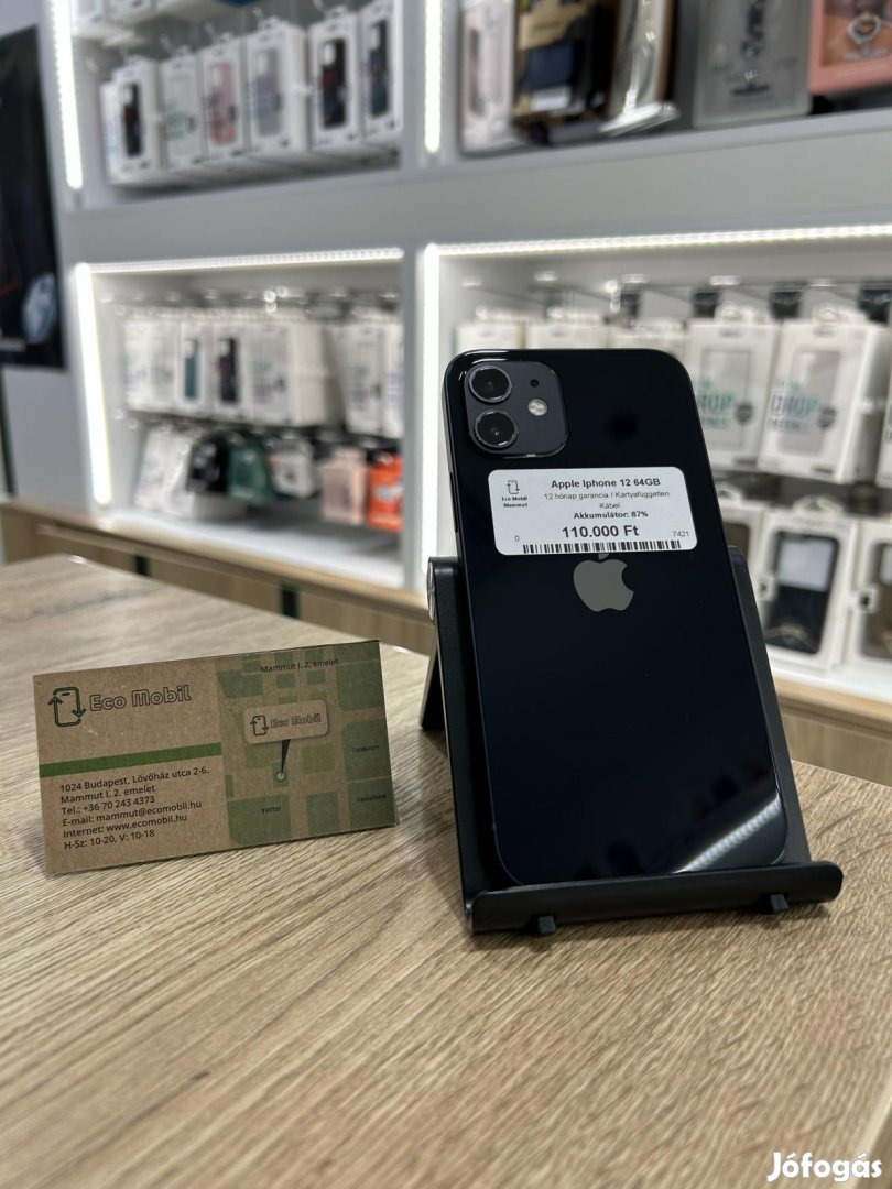 Apple iPhone 12 Kártyafüggetlen 64 GB, 12 hó garancia