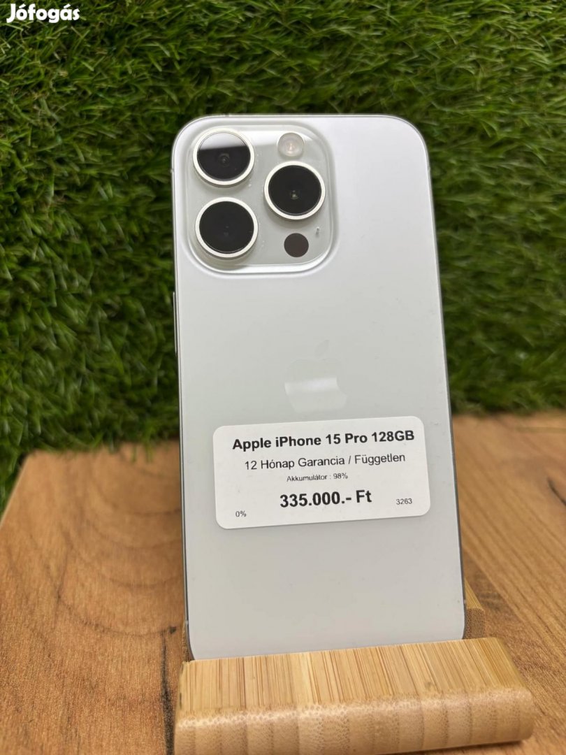 Apple iPhone 15 Pro Kártyafüggetlen 128 GB, 12 hó garancia