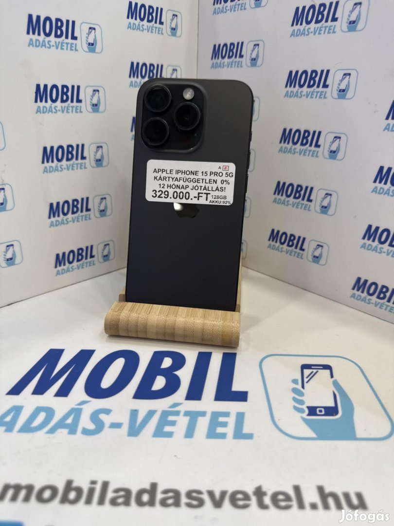 Apple iPhone 15 Pro Kártyafüggetlen 128 GB, 12 hó garancia