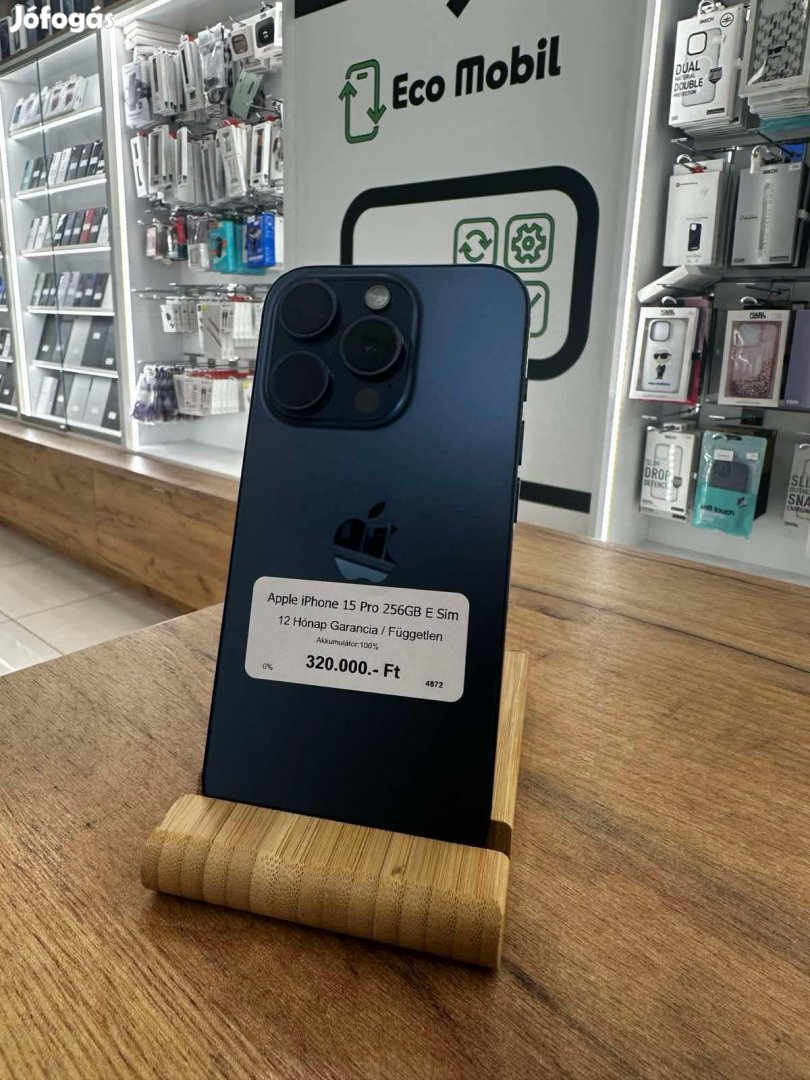 Apple iPhone 15 Pro Kártyafüggetlen 256 GB, 12 hó garancia