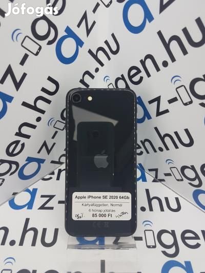 Apple iPhone SE 2020 64Gb|Normál|Fekete|Kártyafüggetlen