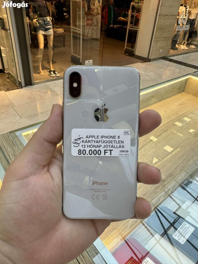 Apple iPhone X Kártyafüggetlen 256 GB, 12 hó garancia