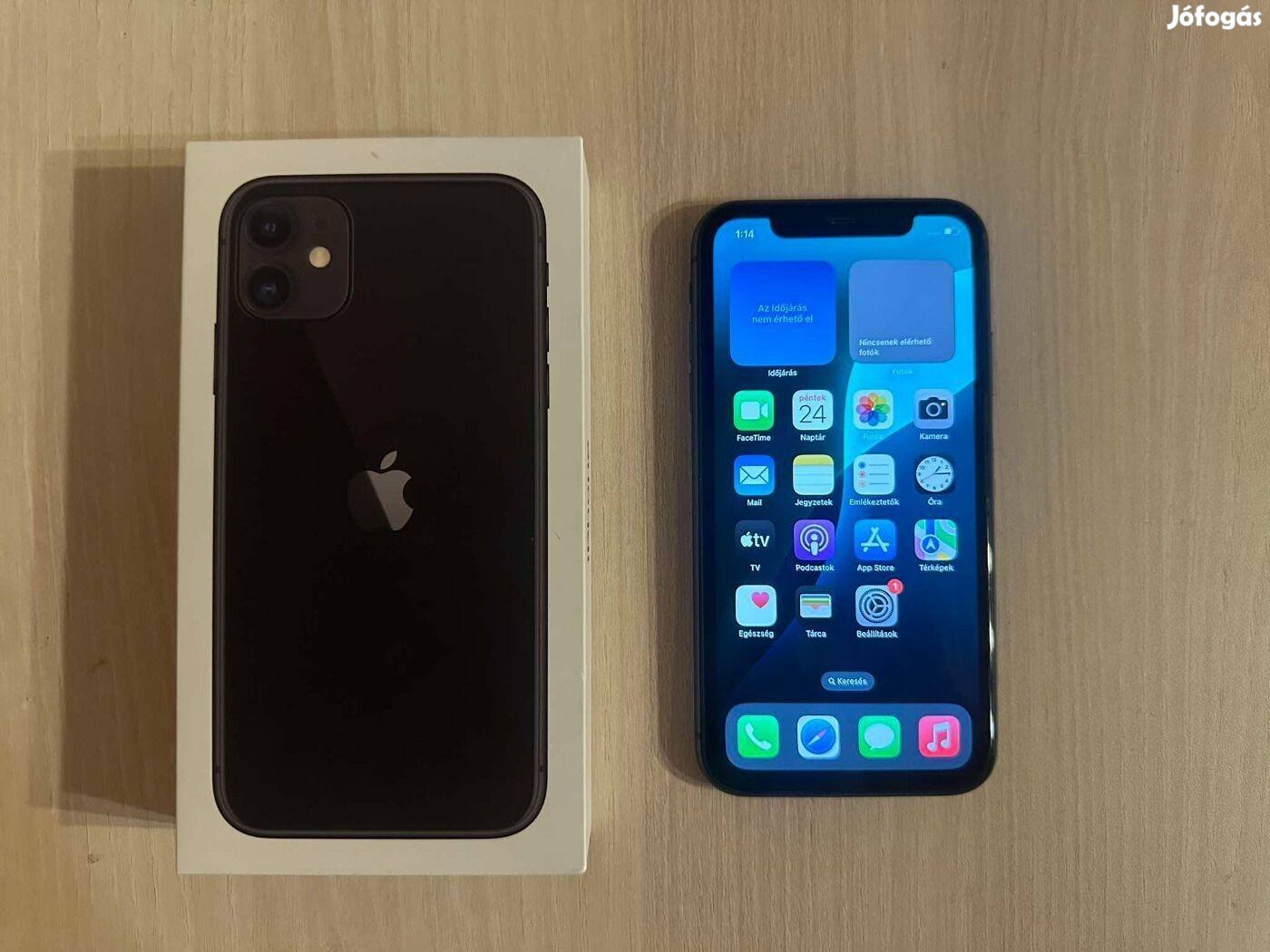 Apple iphone 11 128GB Független Újszerű Black Garis 100%-os Akku !