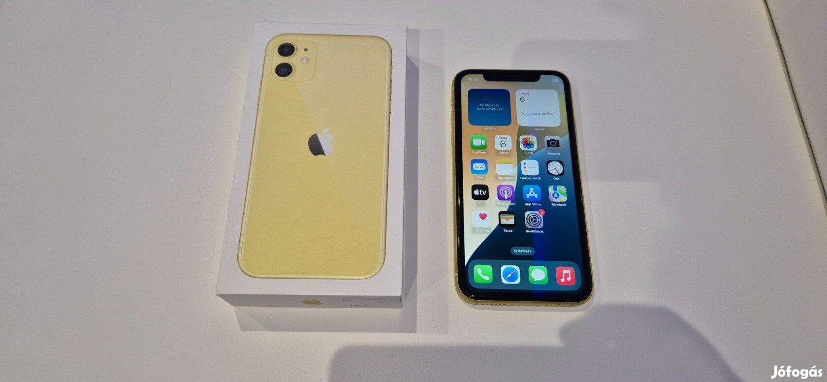 Apple iphone 11 128GB Független Újszerű Sárga Garival !