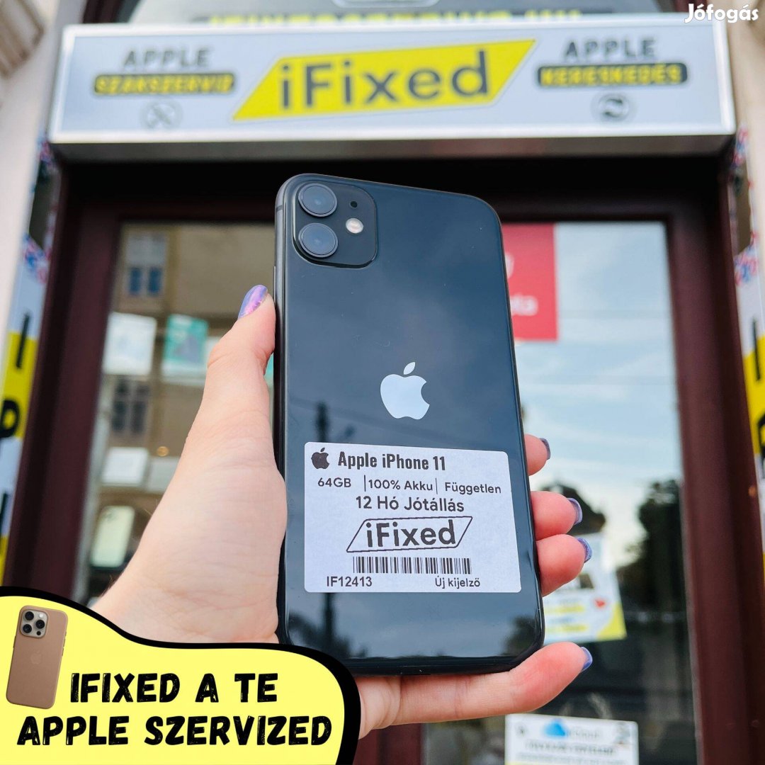 Apple iphone 11 Black 64GB 100% Akku 12 Hó Garancia #IF12413