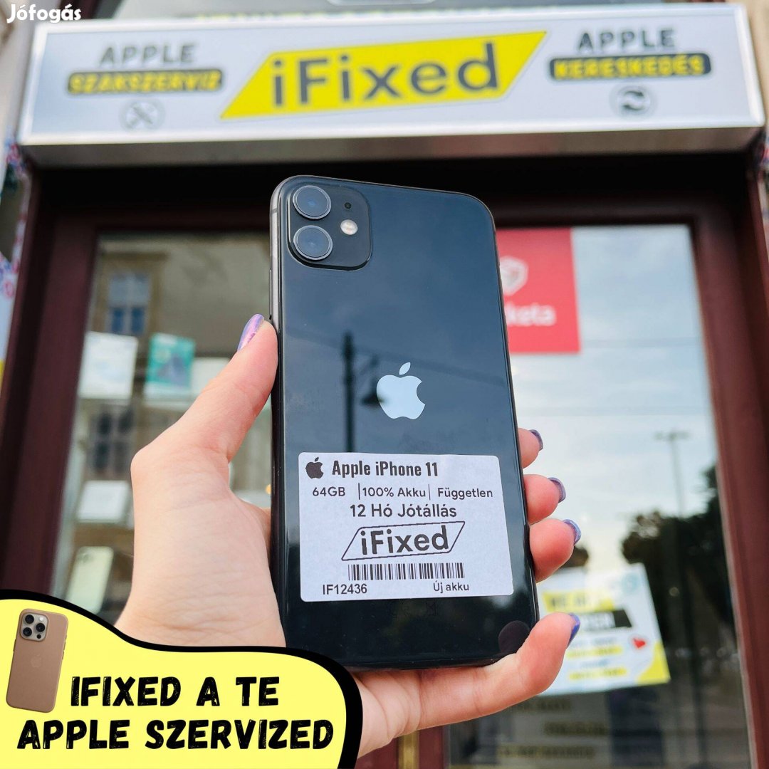 Apple iphone 11 Black 64GB 100% Akku 12 Hó Garancia #IF12436