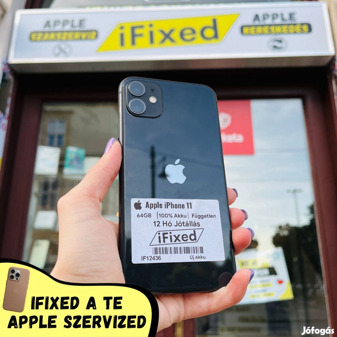 Apple iphone 11 Black 64GB 100% Akku 12 Hó Garancia #IF12436