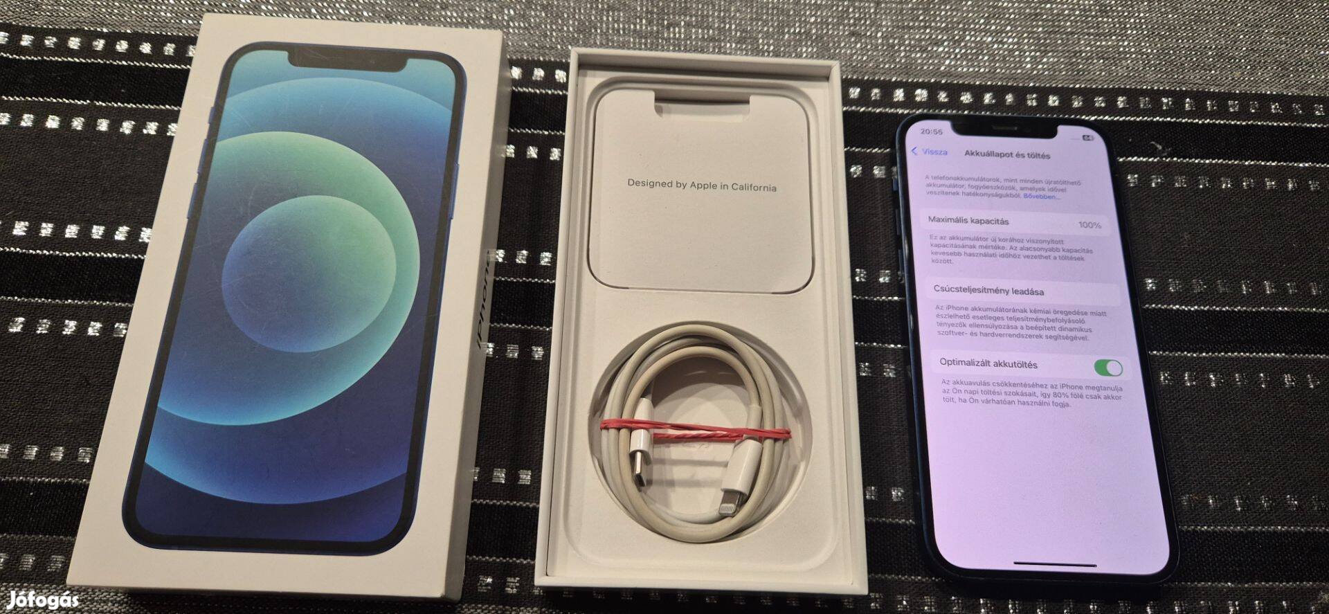 Apple iphone 12 128GB Blue Független Újszerű Garival 100% Aksi