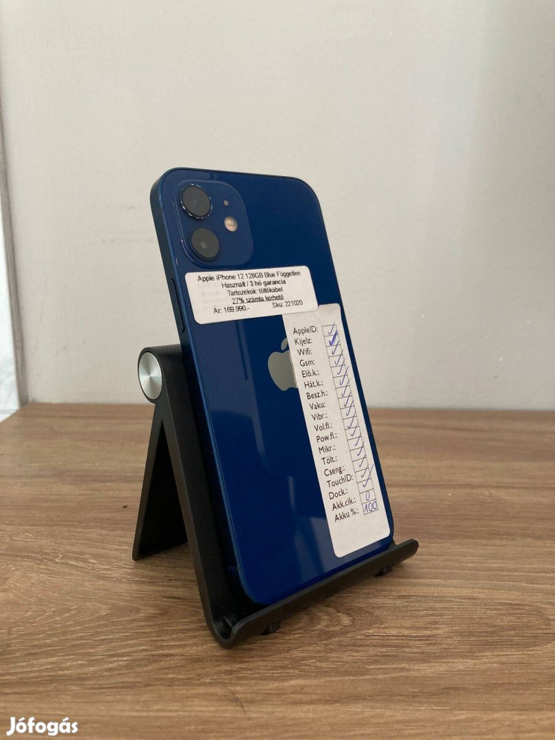 Apple iphone 12 128GB Blue Kék Független Használt