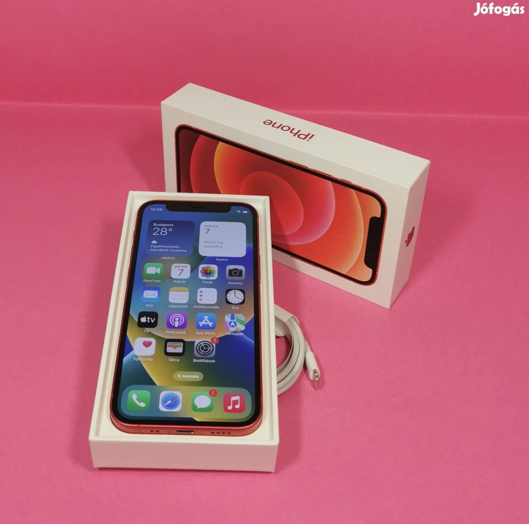 Apple iphone 12 Mini 64GB Red kártyafüggtelen szép telefon eladó!