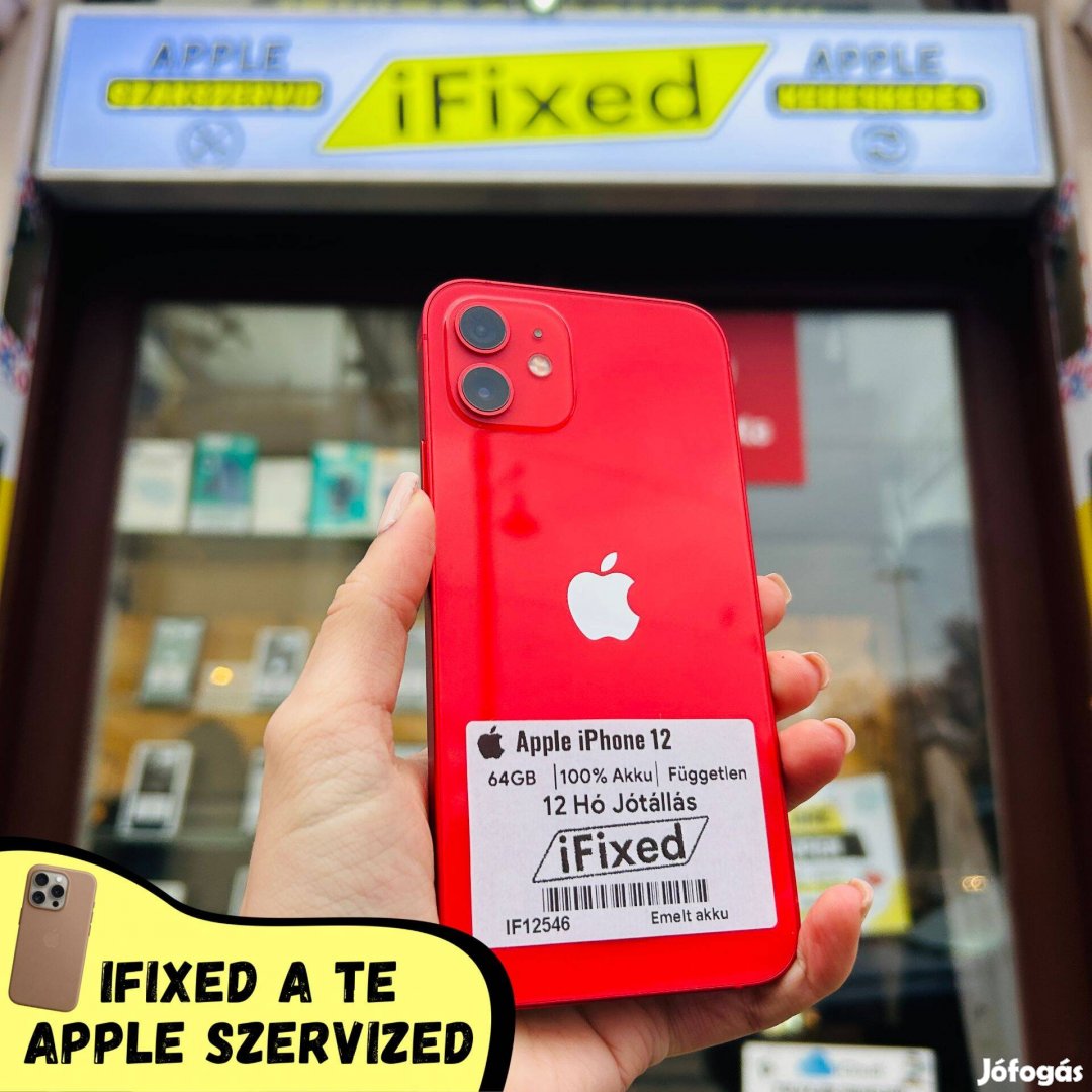 Apple iphone 12 Red 64GB 100% Akku 12 Hógari IF12546