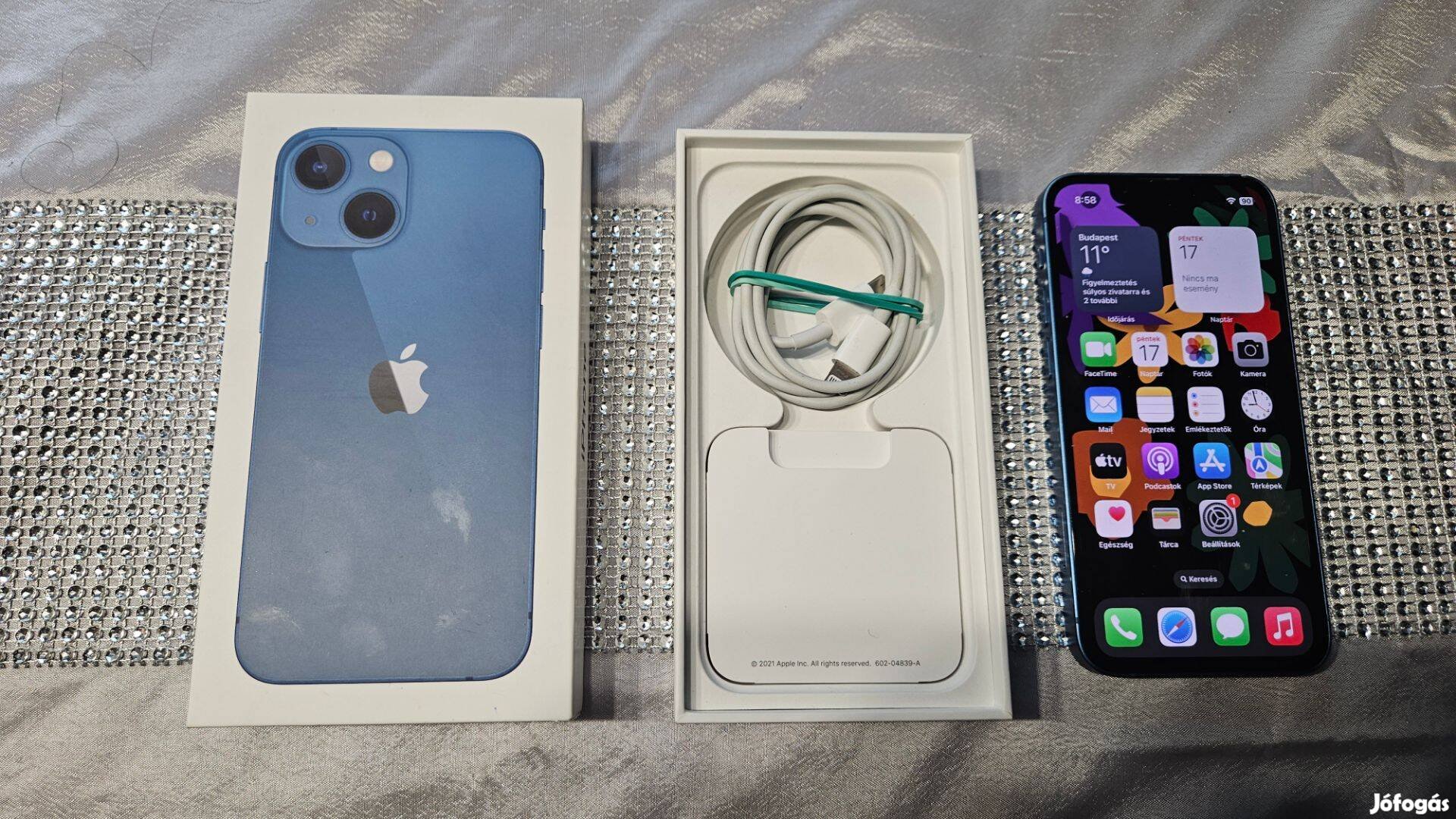 Apple iphone 13 Mini 256GB Független Újszerű Blue 11hó Apple Garis
