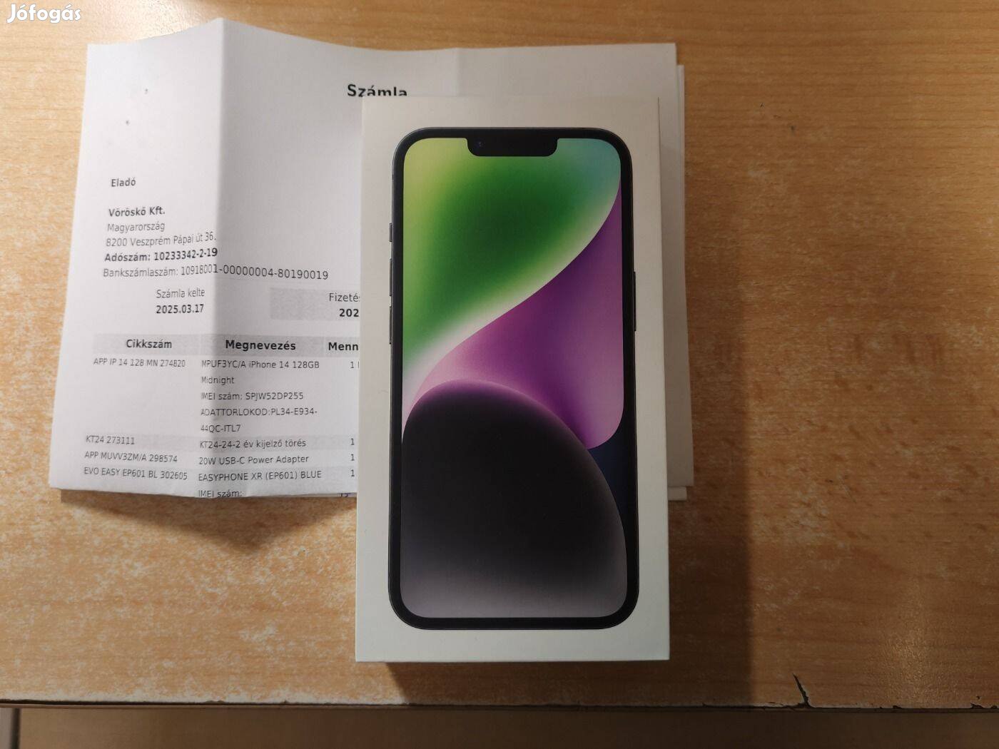 Apple iphone 14 128GB Új Független Midnight 3 év Euronics Gari+Biztosí