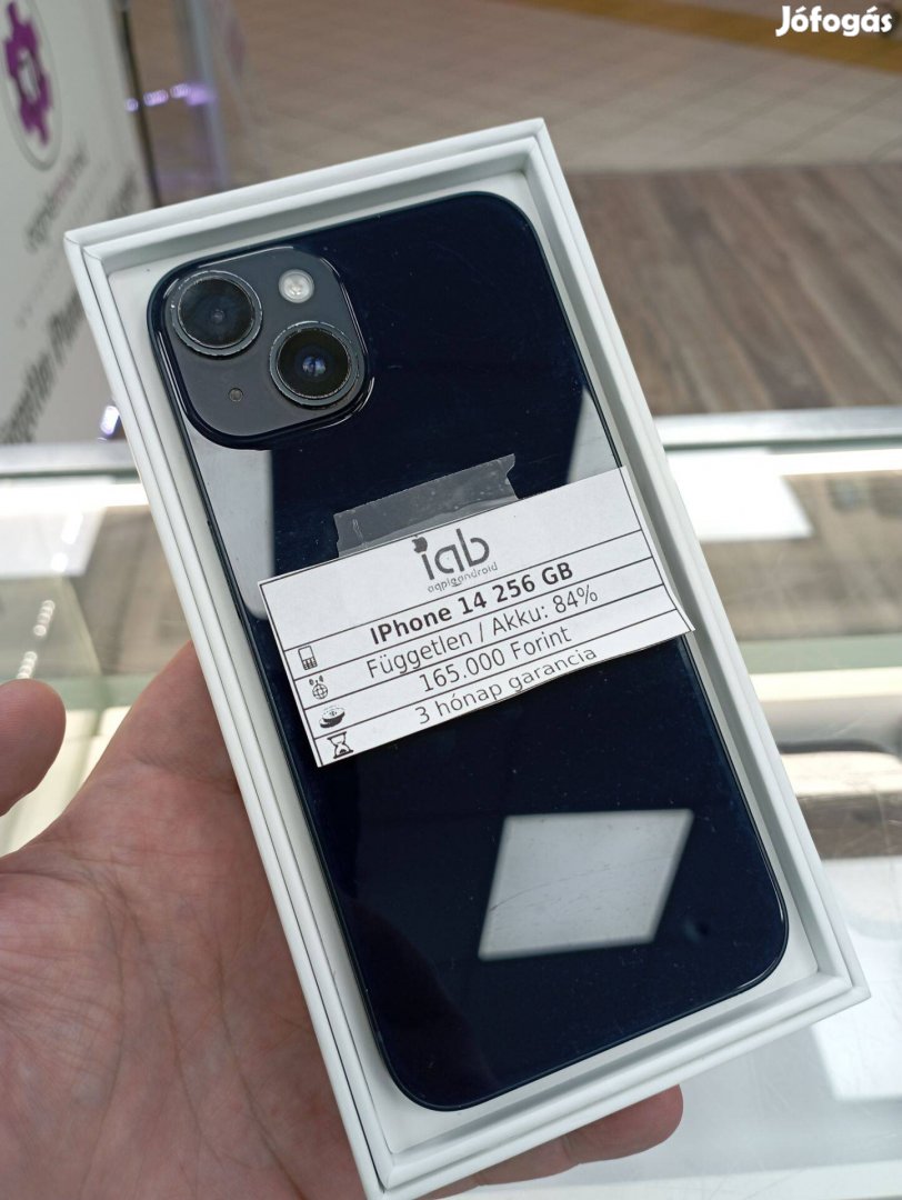 Apple iphone 14 256GB fekete 84%-os akkuval, független