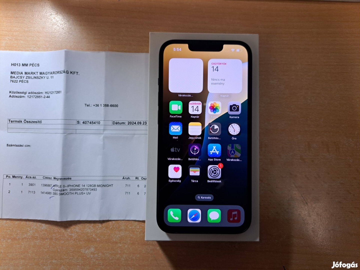 Apple iphone 14 Független Szinte Új Mediamarkt 34 hó Garanciás !