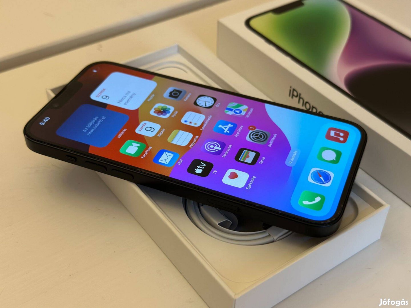 Apple iphone 14 Plus, Midnight, makulátlan, 128Gb, garanciális, függet