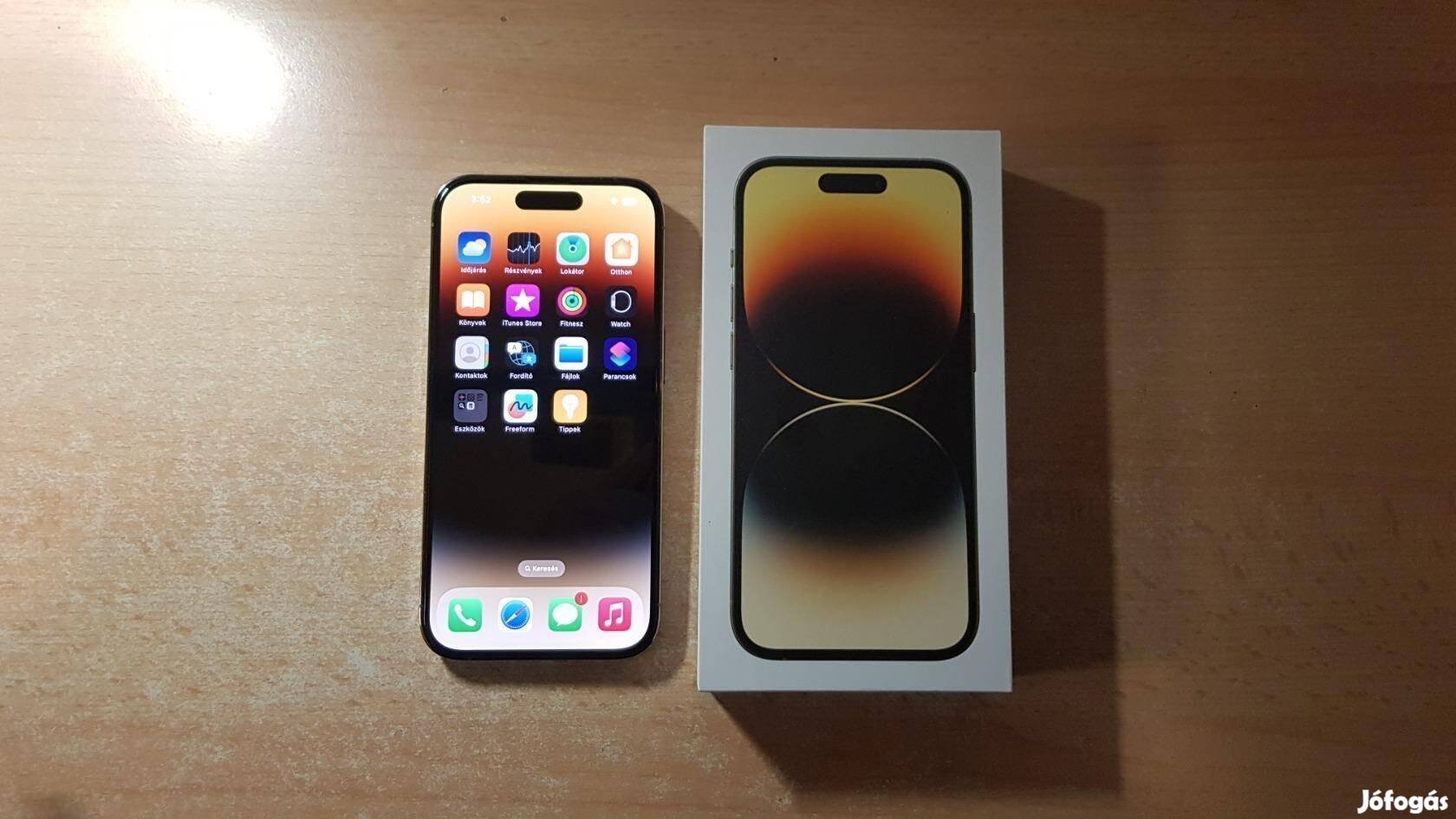 Apple iphone 14 Pro Gold Független Újszerű Apple Garanciás !