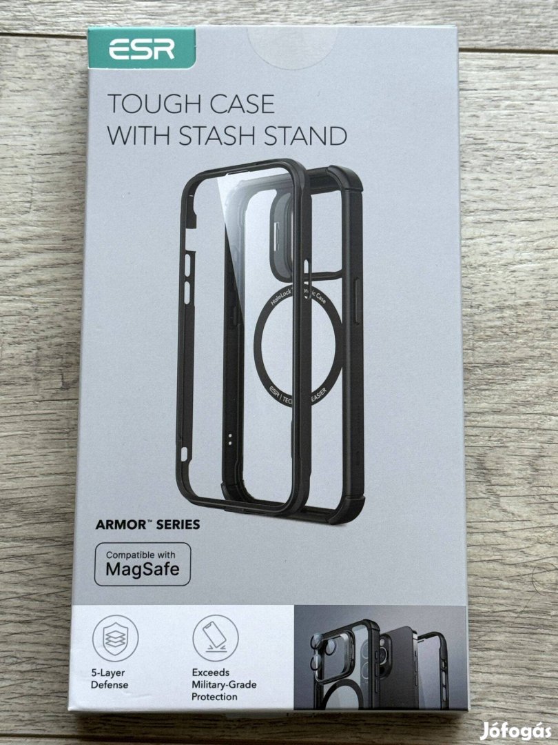 Apple iphone 15 Pro Armor Tough tok tartóállvánnyal (Halolock) Új