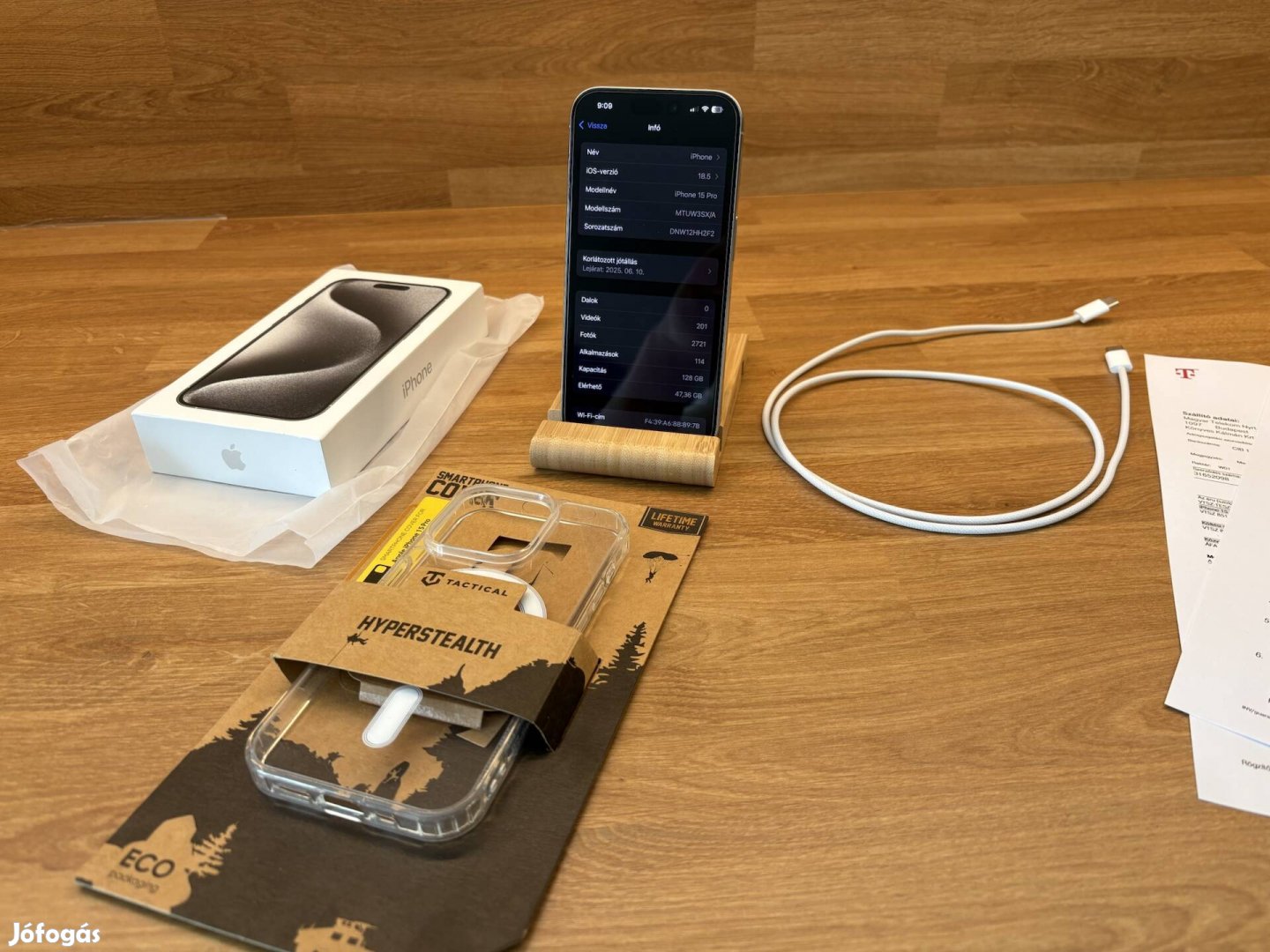 Apple iphone 15 Pro - 128 GB - Fehér titán - Magyarországi vásárlás