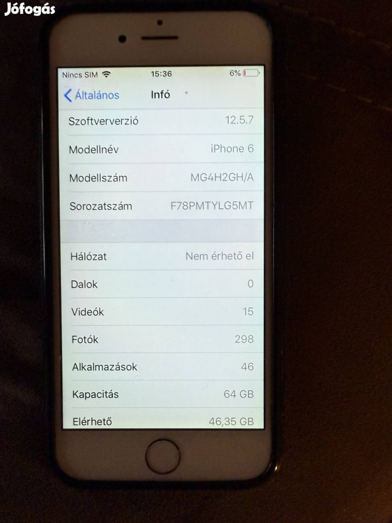 Apple iphone 6 64Gb független 100% akku