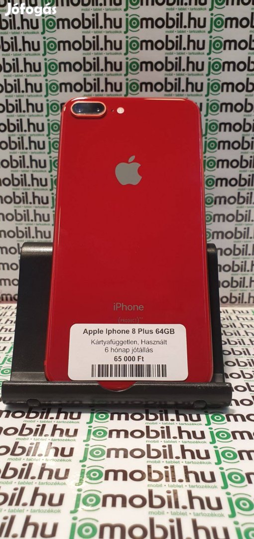 Apple iphone 8 Plus 64GB red, független 100%-os akkuval