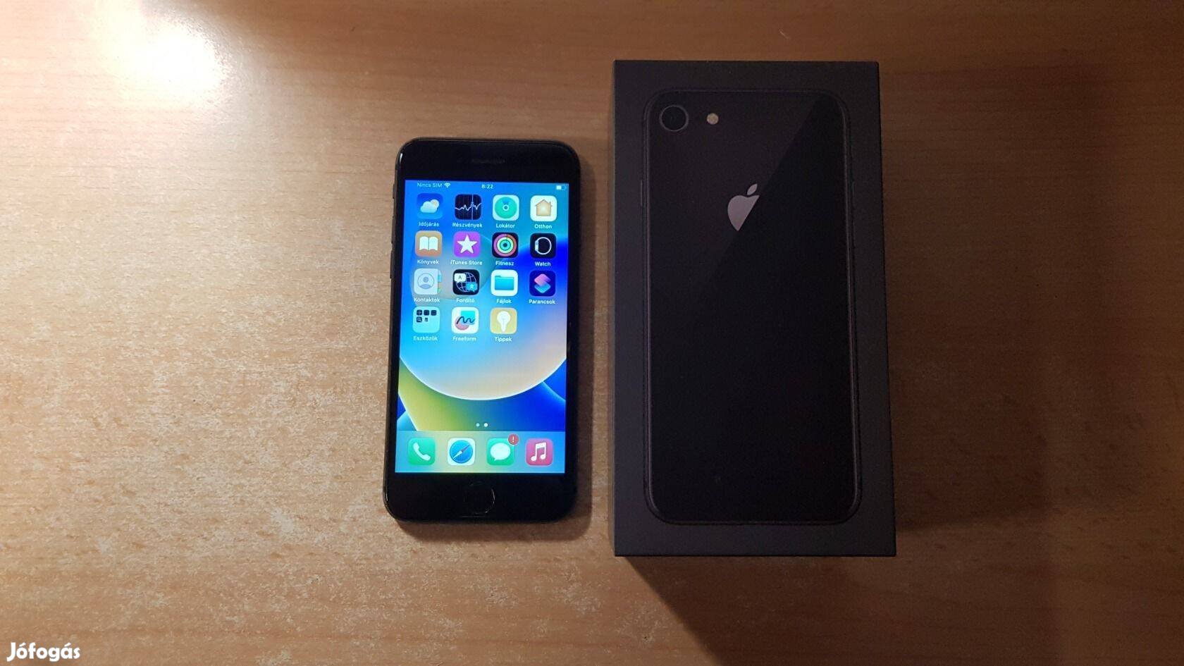 Apple iphone 8 újszerű Független Space Gray Gari 100%-os aksival !