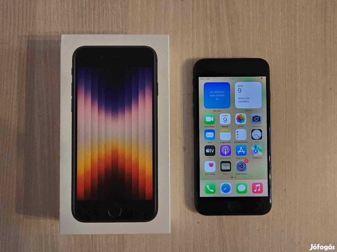 Apple iphone SE 2022 128GB Újszerű Fekete Apple Garis 100% Akkuval !