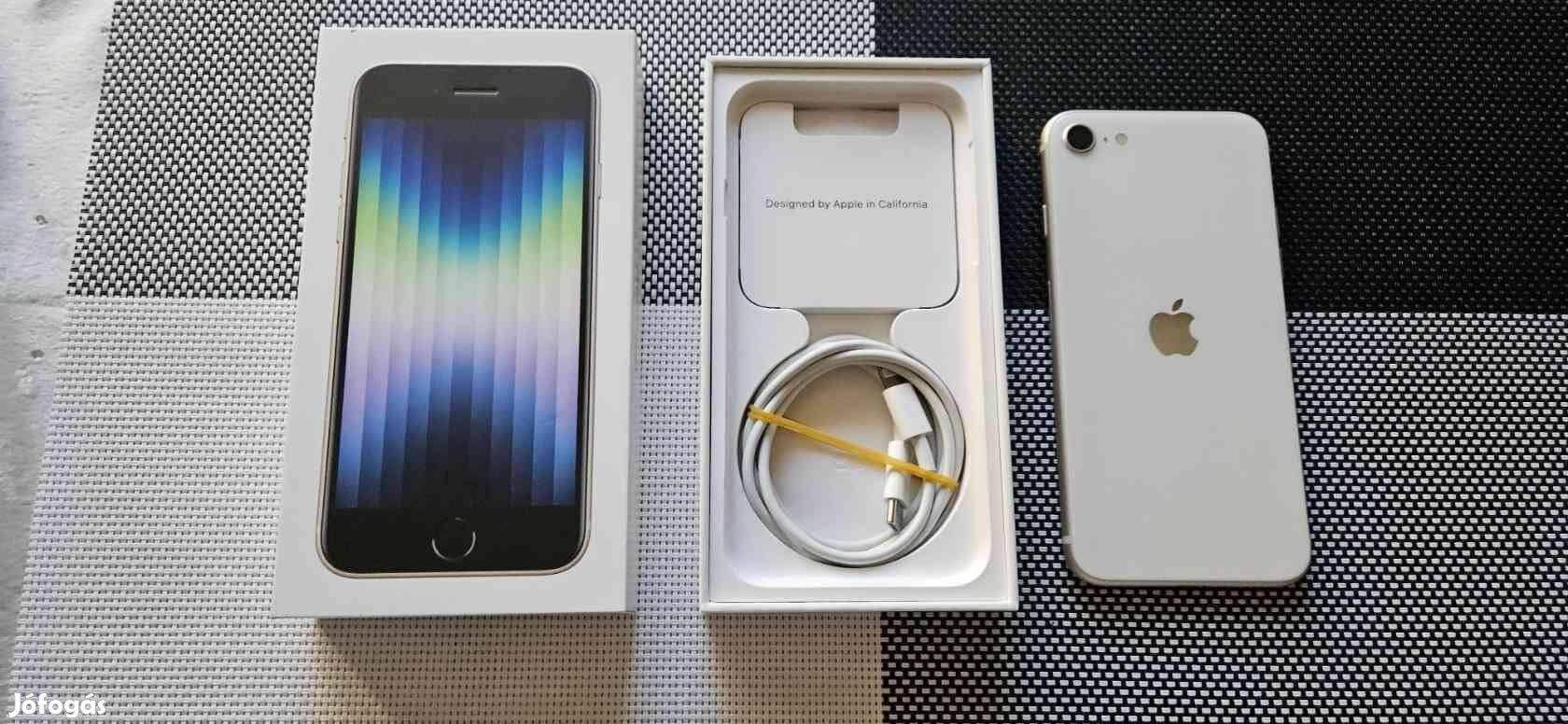 Apple iphone SE 2022 Független szinte Új 2 év Fehér 100% Akku !