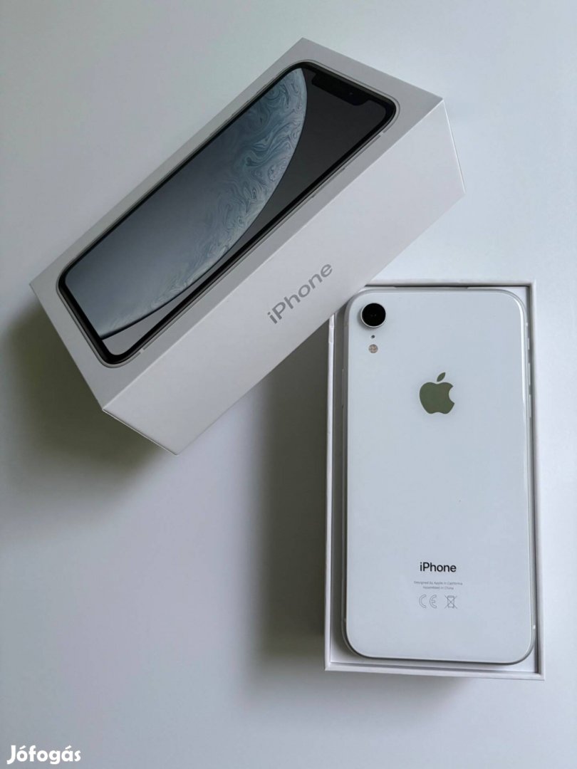 Apple iphone XR 64GB - fehér szín, fülhallgató, töltő, tokok