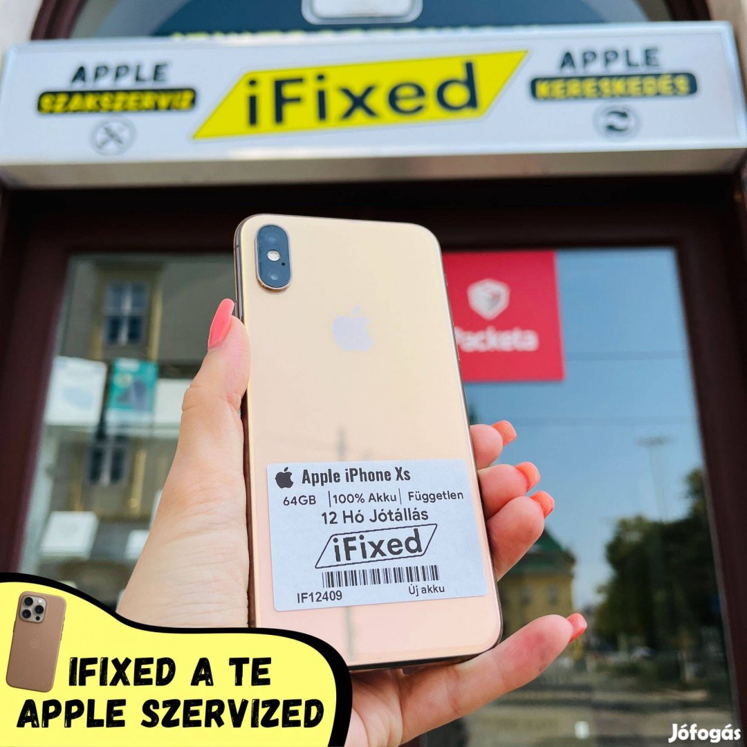 Apple iphone Xs Gold 64GB 100% Akku 12 Hó Garancia #IF12409