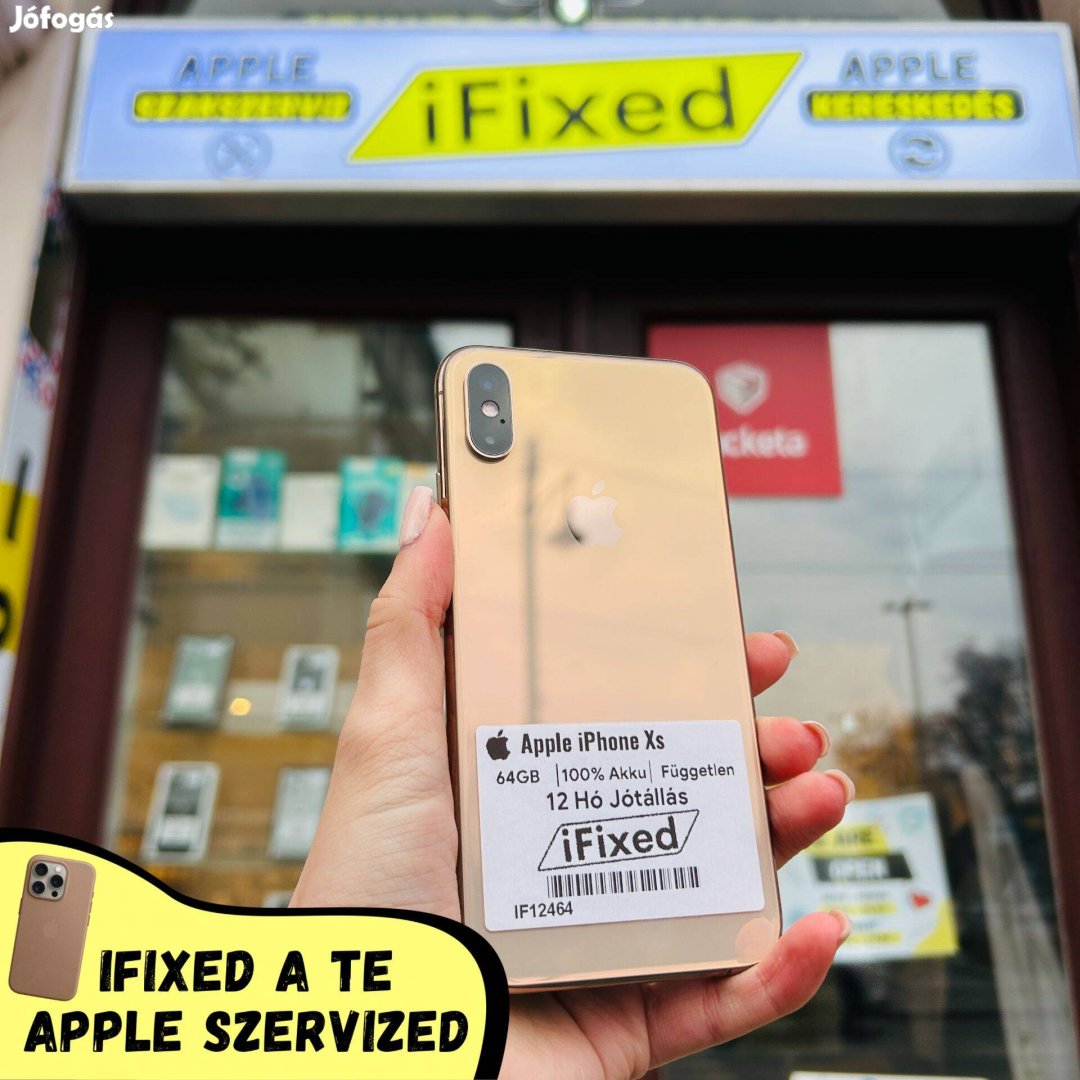 Apple iphone Xs Gold 64GB 100% Akku 12 Hógari IF12464