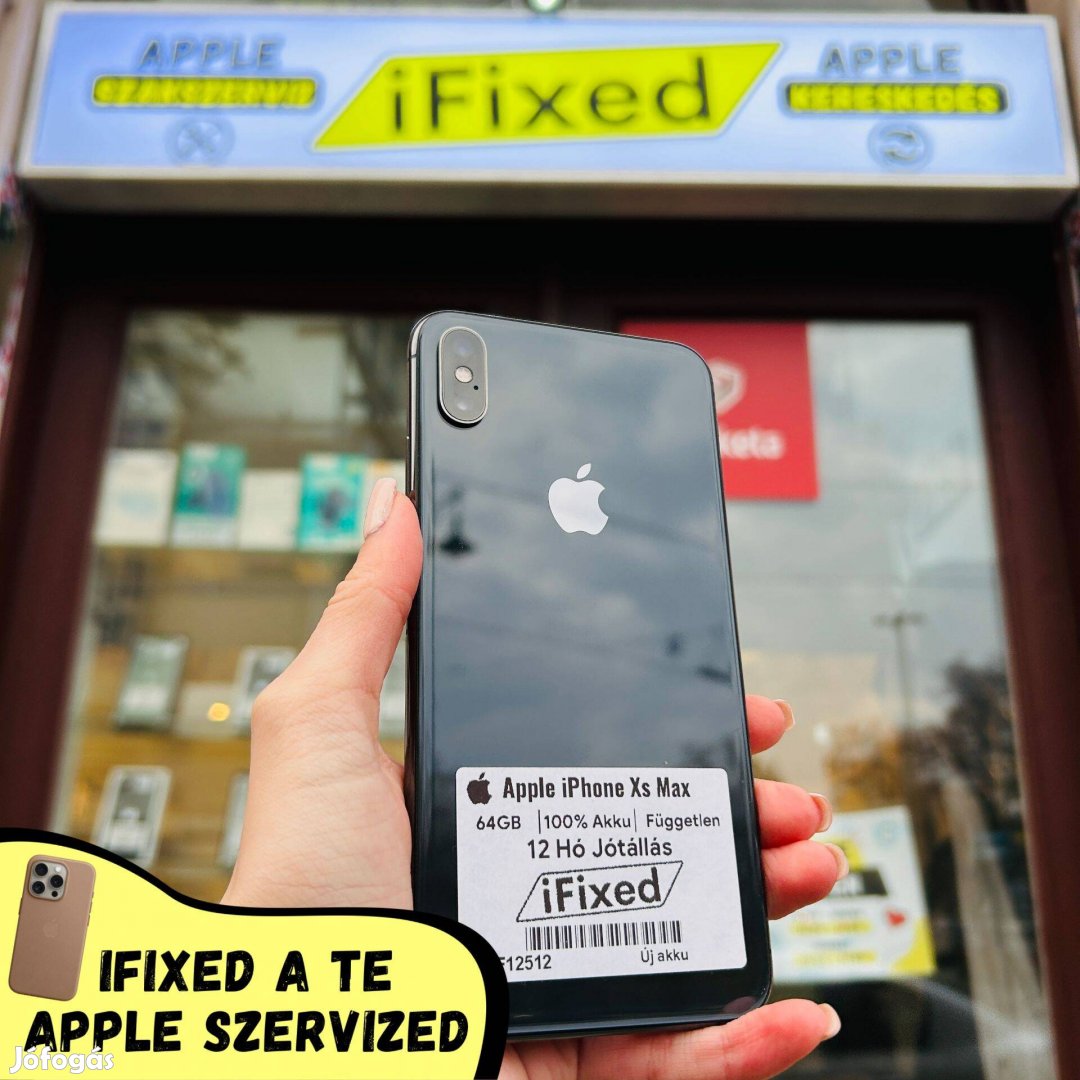 Apple iphone Xs Max Black 64GB 100% Akku 12 Hógari IF12512