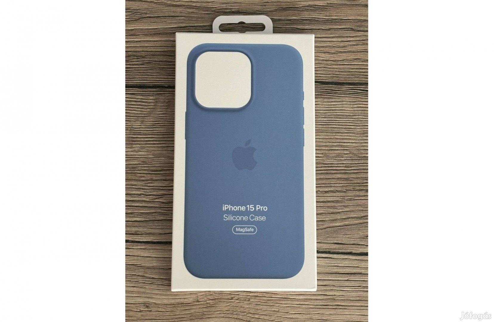 Apple logós iphone 15 Pro szilikon tok téli kék magsafe
