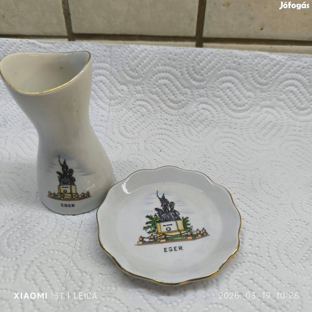 Aqincum porcelán váza, kis tányér, reklámtárgy eladó! Eger reklámtárgy